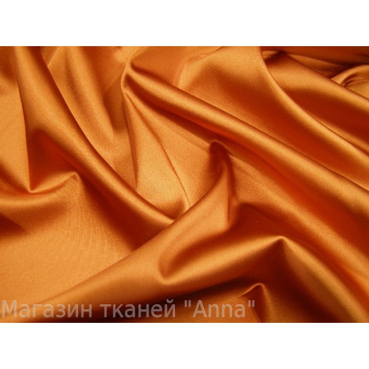 Плотный Атлас-стрейч оранжевого цвета - аналог атласа Armani