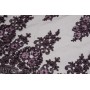 Гипюр насыщенного цвета - баклажан, цветочная вышивка с бусинами