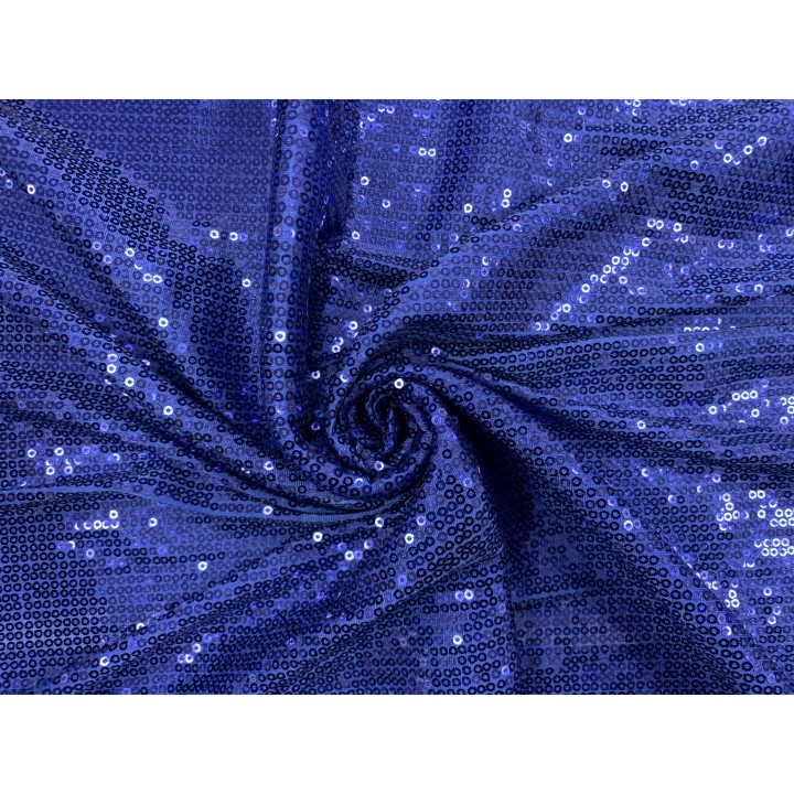 Трикотажное полотно с пайетками - цвет насыщенный синий