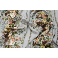 Эксклюзивный штапель D&G с цветами на сером фоне