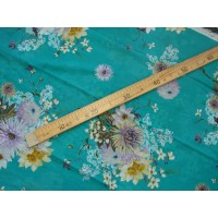 Ярко-бирюзовый батист с цветами