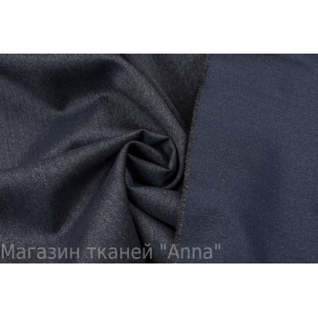 Темно синяя шерстяная ткань с текстурой под джинс