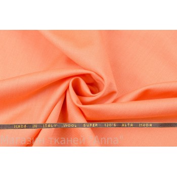 Костюмная шерсть с эластаном super 120 теплого оранжевого цвета