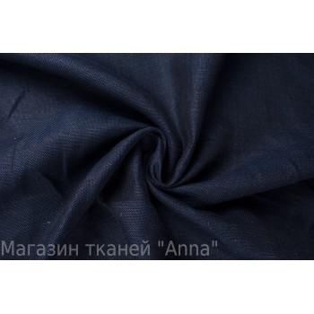 Летняя  темно синяя костюмная ткань текстурой рогожка