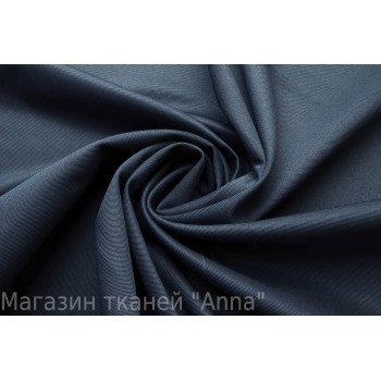 Темно-синяя костюмная шерсть в диагональный рубчик
