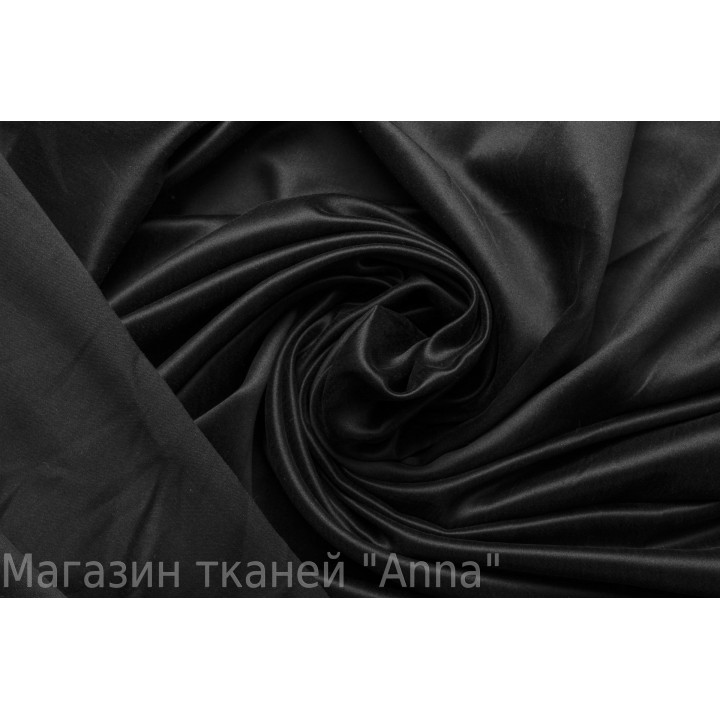 Черная ткань для платья и костюма с атласным блеском