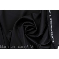 Натуральная костюмная шерсть стрейч черного цвета
