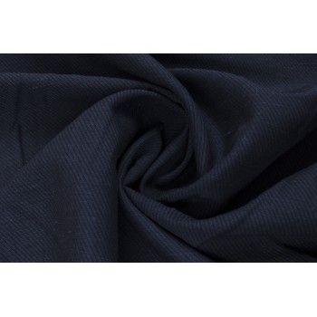 Темно-синяя смесовая костюмная ткань в полоску