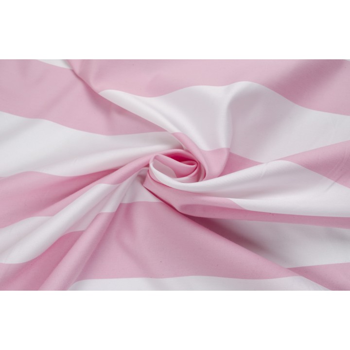 Плотная костюмная ткань в бело-розовую полоску