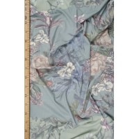 Тонкая плательная шерсть с эластаном и нежным цветочным принтом