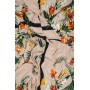 Яркие некрупные цветы на персиковом фоне - костюмная ткань
