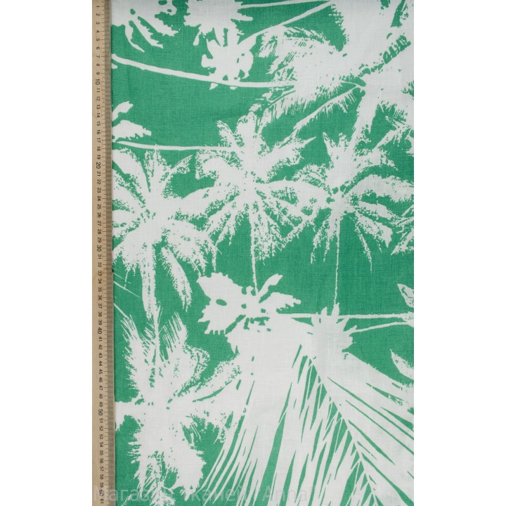 Плательный лен с принтом "пальмы"