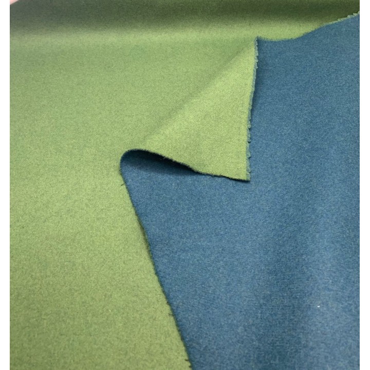 Пальтовая ткань двусторонняя сине-зеленого цвета