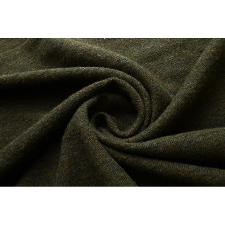 Темно зеленая пальтовая шерсть с вкраплениями цветных нитей