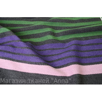 Рельефная плотная пальтовая ткань с поперечными полосами разных цветов