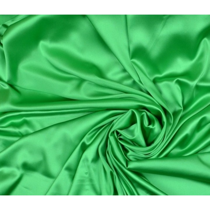 Шелковый атлас-стрейч насыщенного зеленого цвета