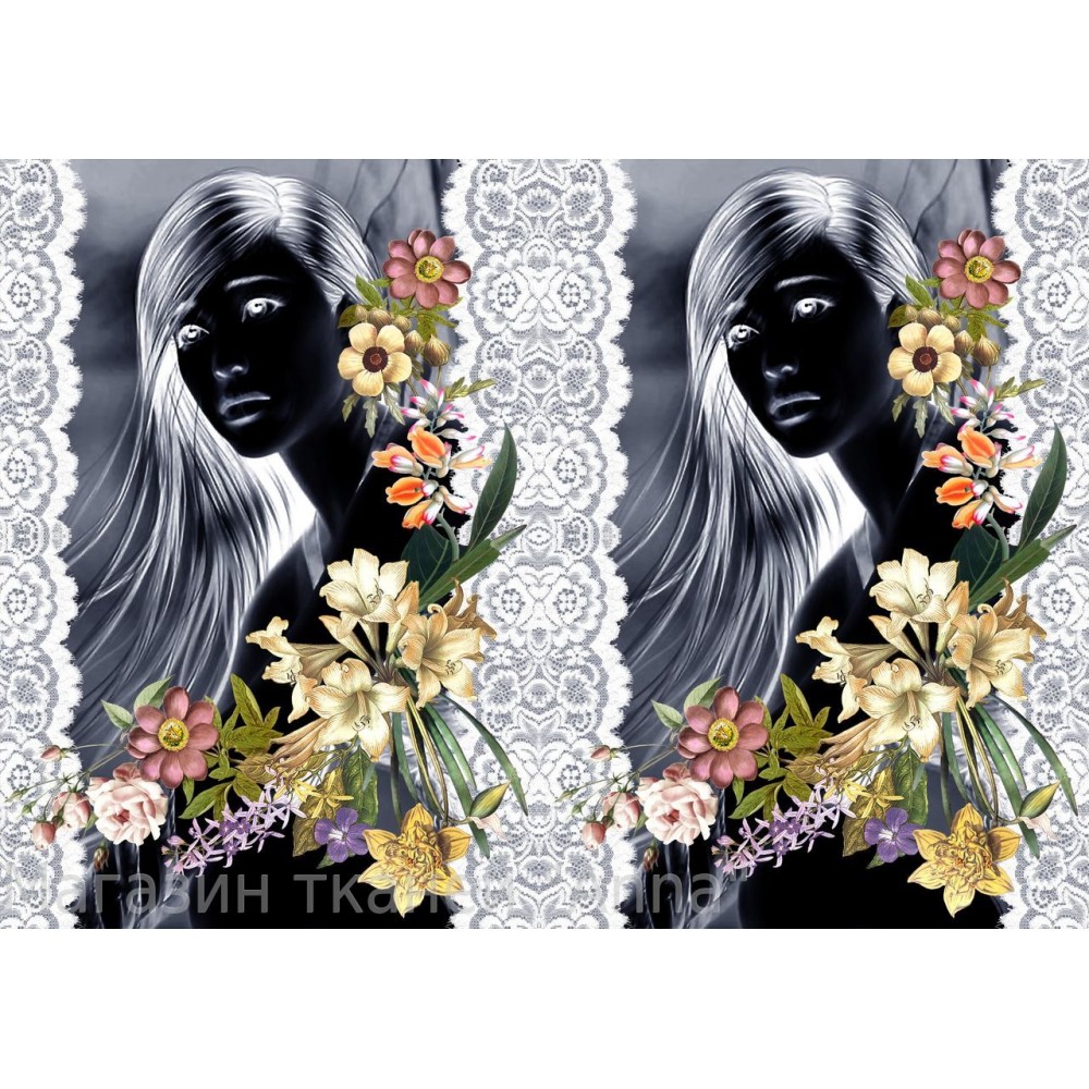 Картина вышитая шелком Девушка с подсолнухами (по Гогену) ручной работы /см 55х55х3/в багете