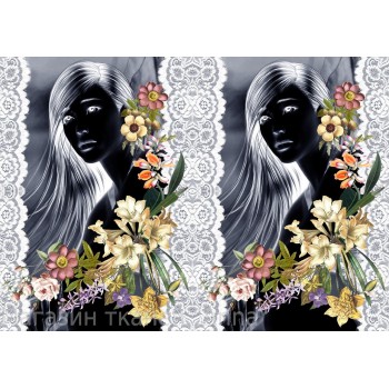 Шелк цветной Prada - портрет девушка с цветами