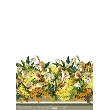 Шелк атласный цветной купон с цветами каллы