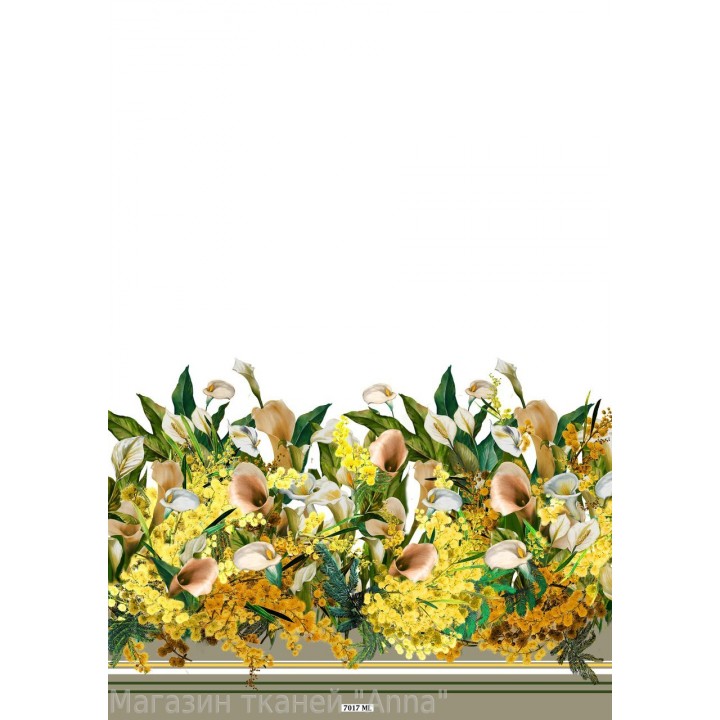 Шелк атласный цветной купон с цветами каллы