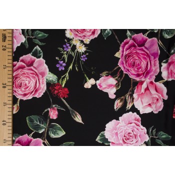 Матовый шелк с яркими Розами в стиле D&G 