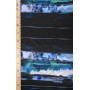 Атласный шелк с узором в поперечную полоску в синих тонах