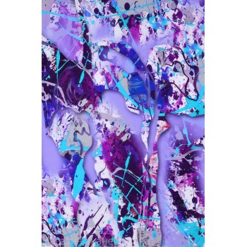 Сине-фиолетовый креп "абстракция красками"