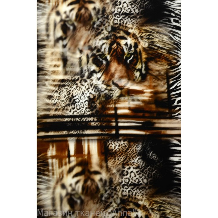 Цветной крепдешин с принтом - Тигр