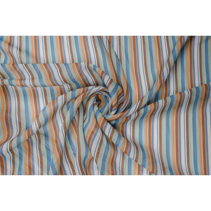Легкая полосатая ткань голубых и коричневых тонов