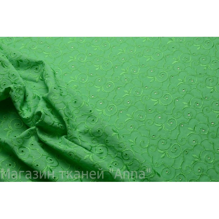 Хлопковое шитье насыщенного зеленого цвета