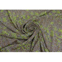 Вискозный штапель с мелким принтом под леопарда с яркими салатовым пятнами