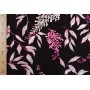 Штапель - красивый розовый узор из листьев на нейтральном черном фоне