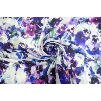 Яркий штапель с красивыми цветами Анютины глазки