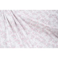 Хлопковый трикотаж белого цвета с котиками